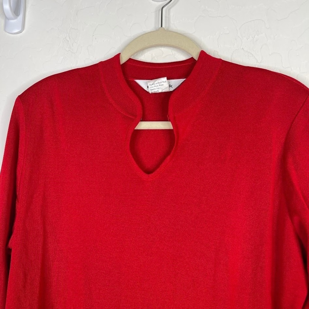 Exclusively‎ Misook Mock Neck Long Sleeve Acrylic Top Red Career Office Large - Picture 2 of 11
